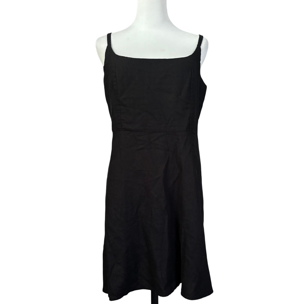 NWT Old Navy Mini Linen Blend Dress Size L Black LBD Summer